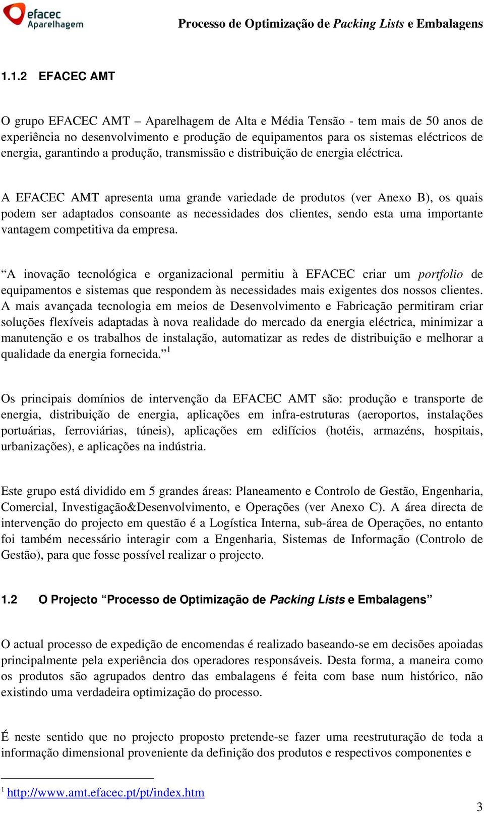 A EFACEC AMT apresenta uma grande variedade de produtos (ver Anexo B), os quais podem ser adaptados consoante as necessidades dos clientes, sendo esta uma importante vantagem competitiva da empresa.