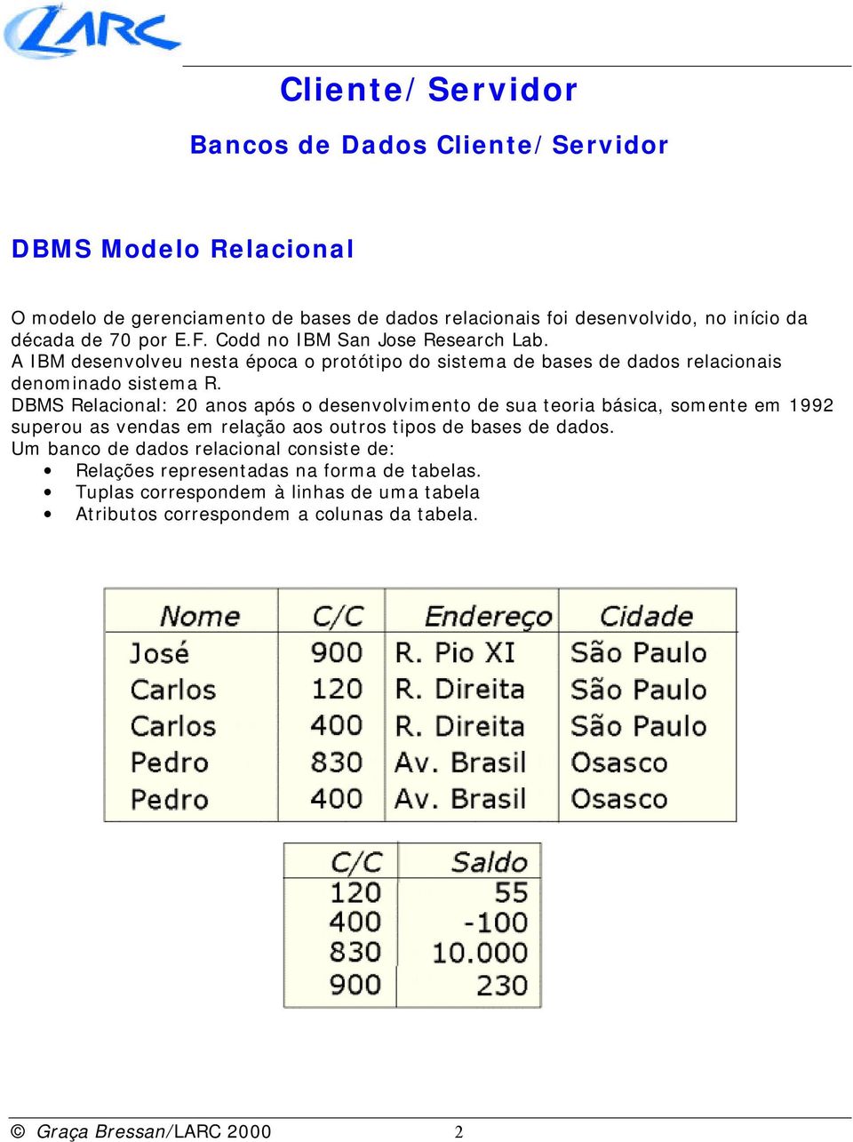 DBMS Relacional: 20 anos após o desenvolvimento de sua teoria básica, somente em 1992 superou as vendas em relação aos outros tipos de bases de dados.