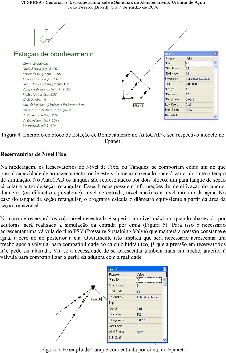 durante o tempo de simulação. No AutoCAD os tanques são representados por dois blocos: um para tanque de seção circular e outro de seção retangular.