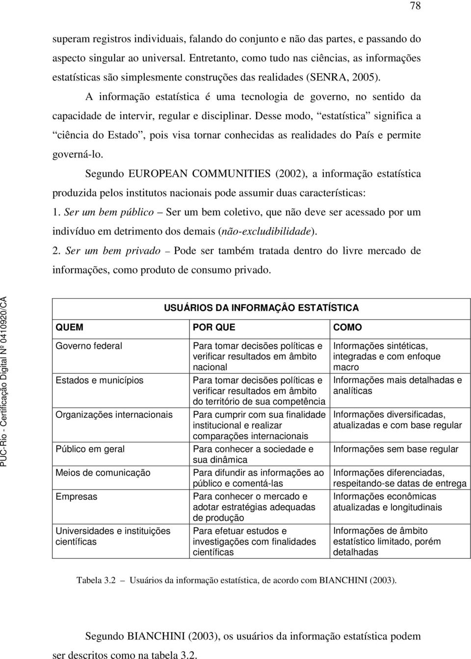 A informação estatística é uma tecnologia de governo, no sentido da capacidade de intervir, regular e disciplinar.