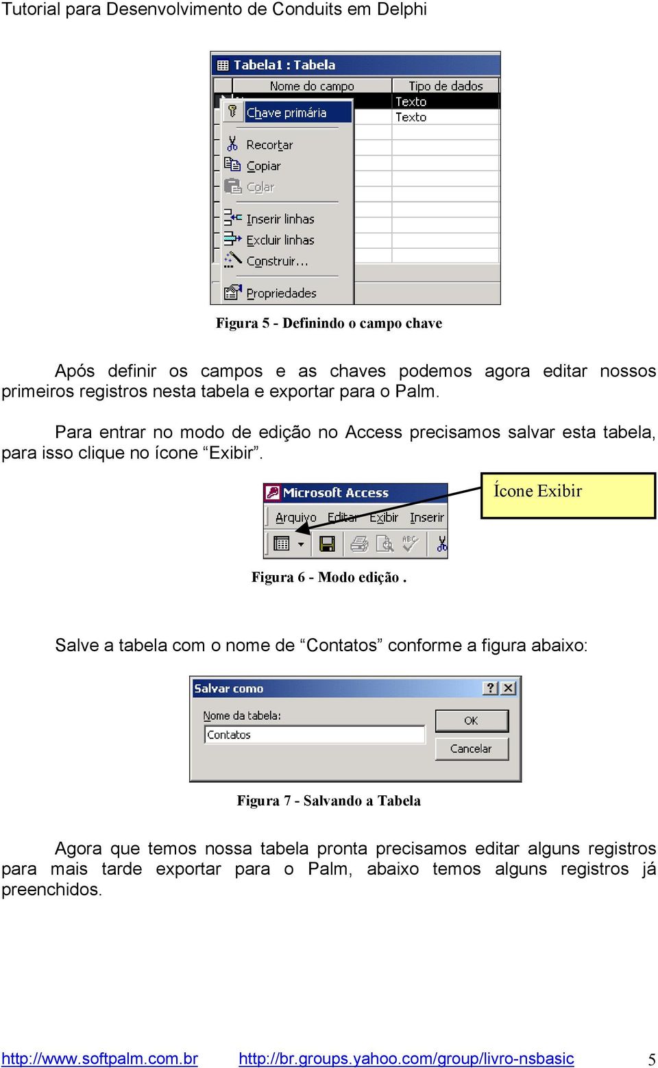 Salve a tabela com o nome de Contatos conforme a figura abaixo: Figura 7 - Salvando a Tabela Agora que temos nossa tabela pronta precisamos editar alguns