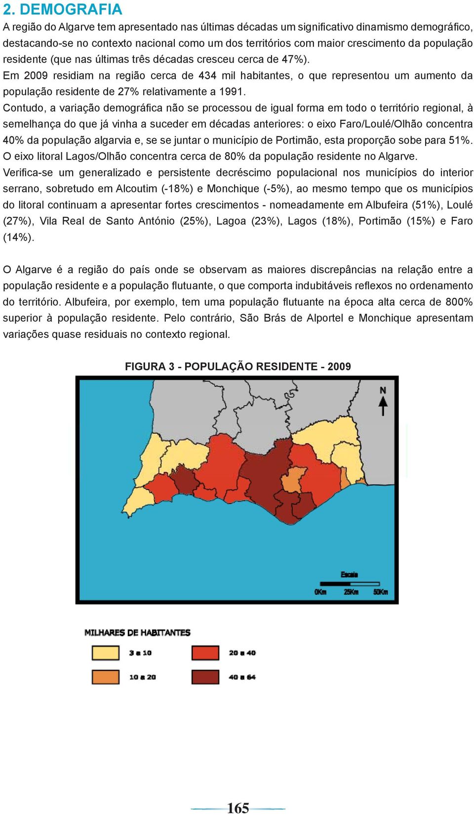 Em 2009 residiam na região cerca de 434 mil habitantes, o que representou um aumento da população residente de 27% relativamente a 1991.