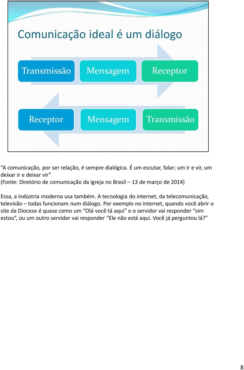 2014) Essa, a indústria moderna usa também. A tecnologia do internet, da telecomunicação, televisão todas funcionam num diálogo.