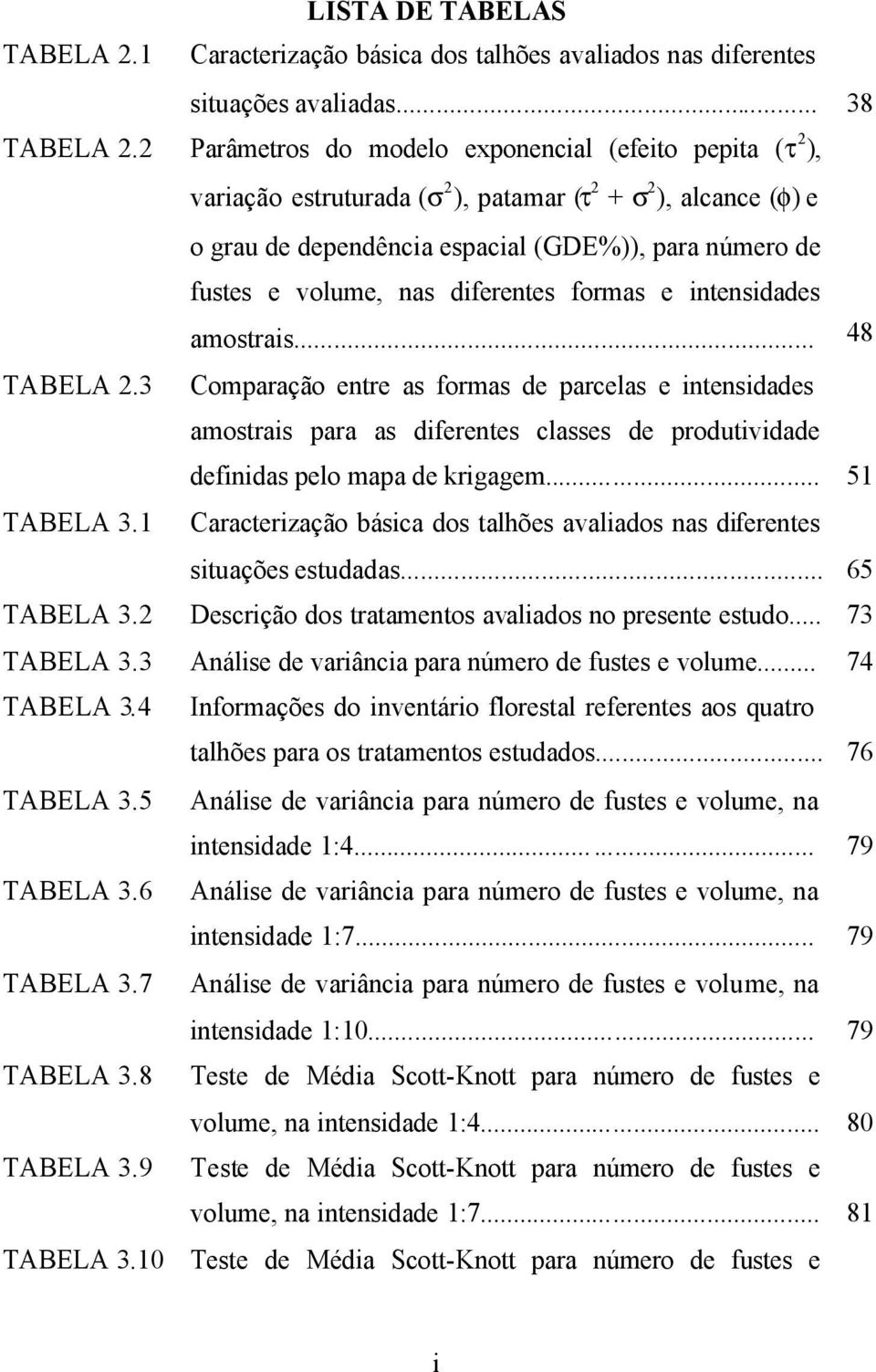 diferentes formas e intensidades amostrais... 48 TABELA 2.3 Comparação entre as formas de parcelas e intensidades amostrais para as diferentes classes de produtividade definidas pelo mapa de krigagem.