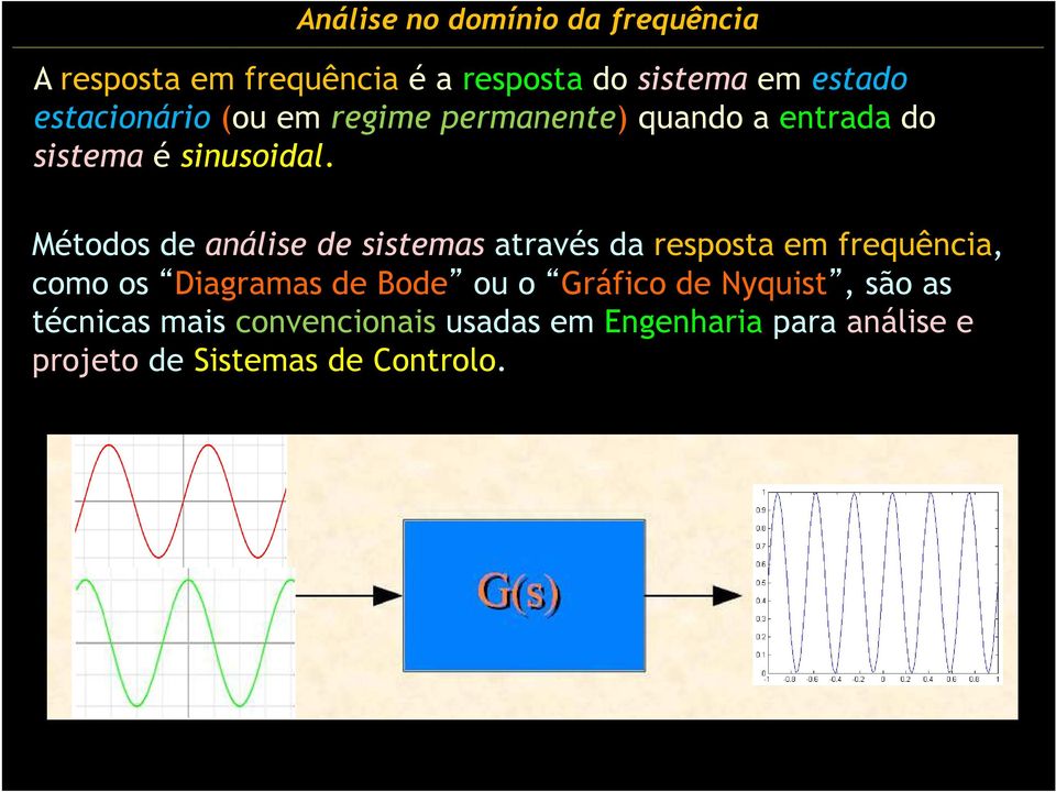 Métodos de análise de sistemas através da resposta em frequência, como os Diagramas de