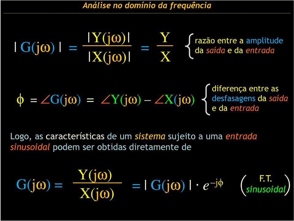 Logo, as características de um sistema sujeito a uma entrada sinusoidal