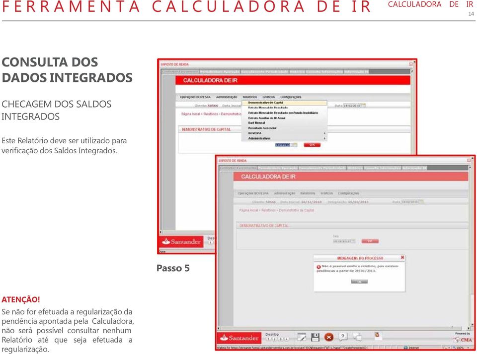 Saldos Integrados. Passo 5 ATENÇÃO!