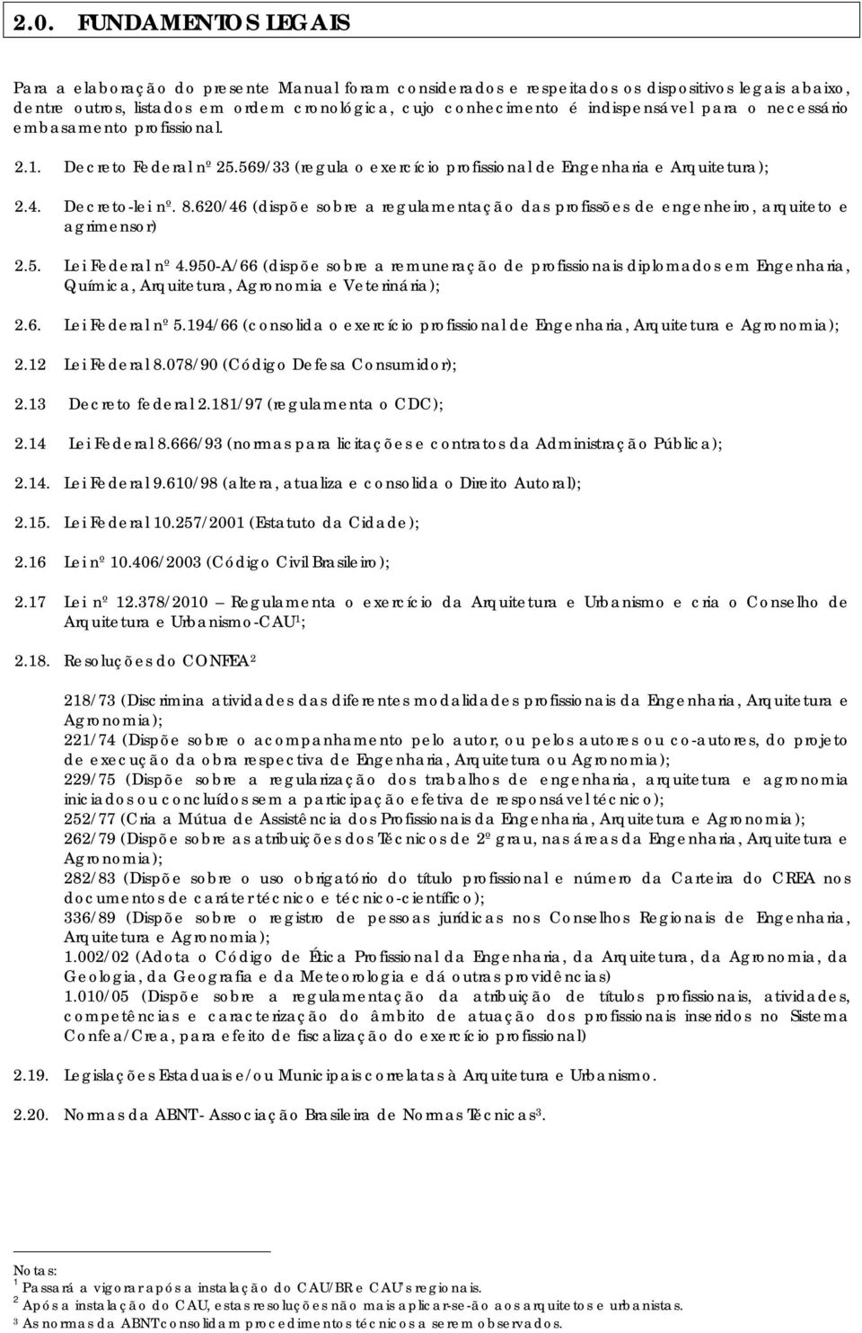 620/46 (dispõe sobre a regulamentação das profissões de engenheiro, arquiteto e agrimensor) 2.5. Lei Federal nº 4.