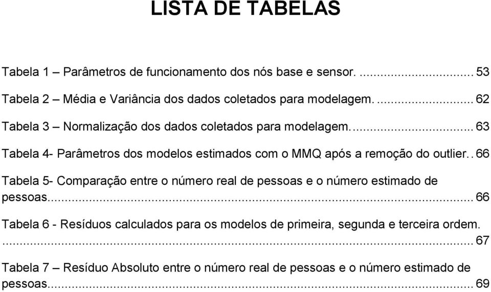 ... 63 Tabela 4- Parâmetros dos modelos estimados com o MMQ após a remoção do outlier.