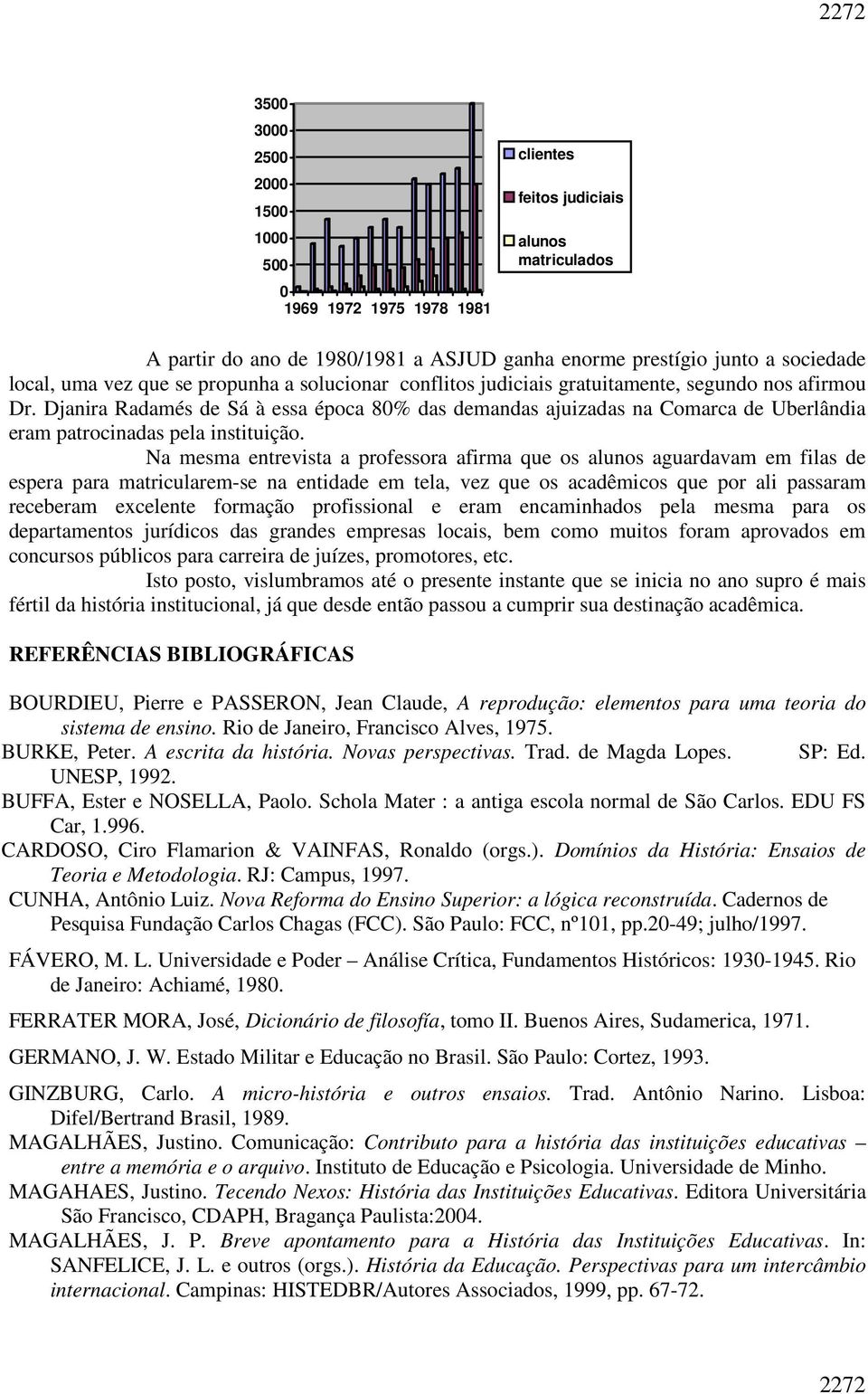 Djanira Radamés de Sá à essa época 80% das demandas ajuizadas na Comarca de Uberlândia eram patrocinadas pela instituição.