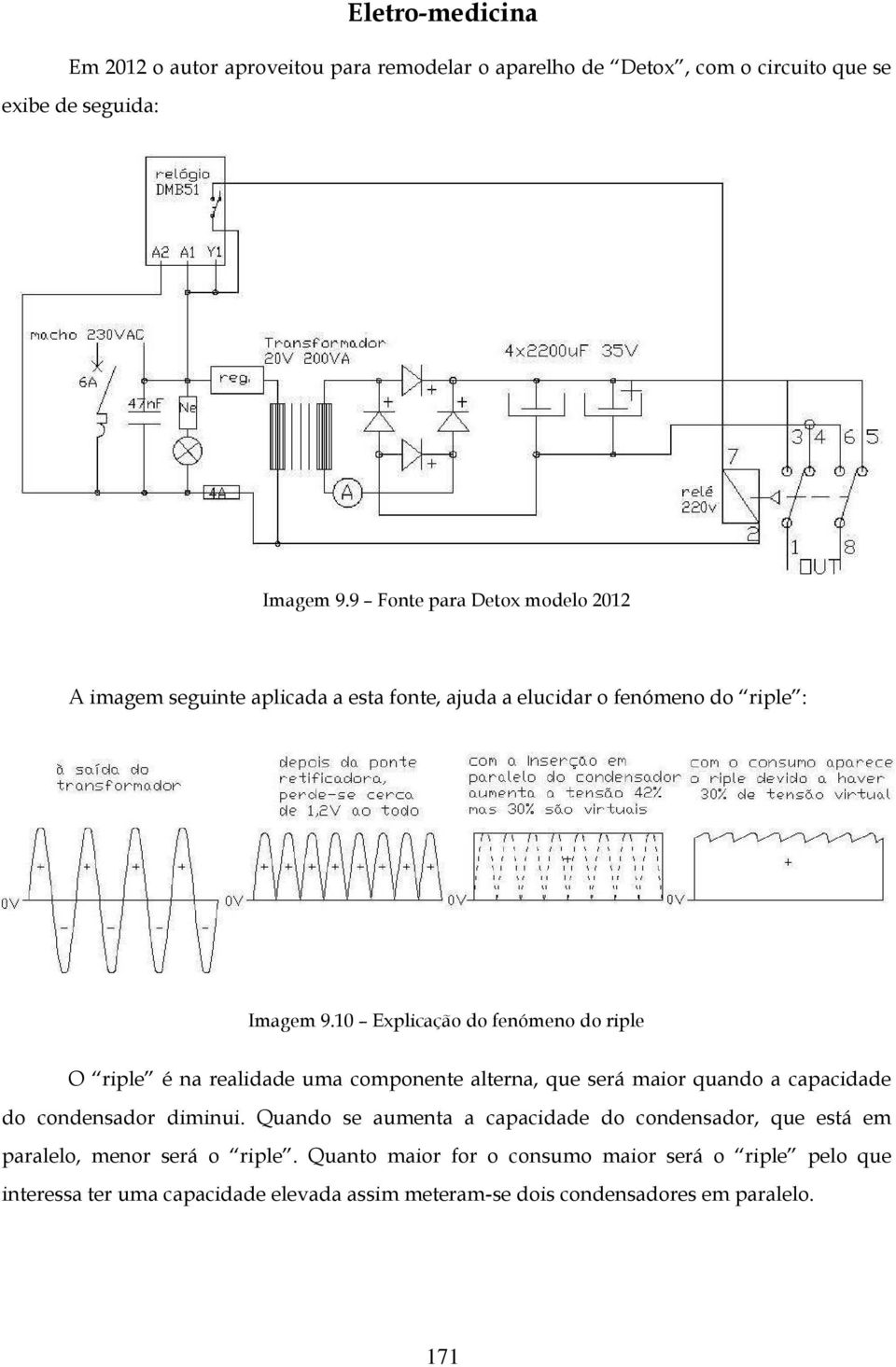 10 Explicação do fenómeno do riple O riple é na realidade uma componente alterna, que será maior quando a capacidade do condensador diminui.