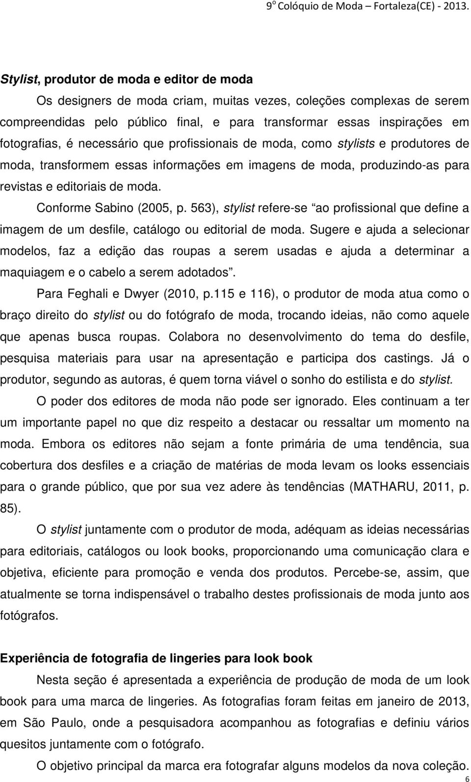 Conforme Sabino (2005, p. 563), stylist refere-se ao profissional que define a imagem de um desfile, catálogo ou editorial de moda.