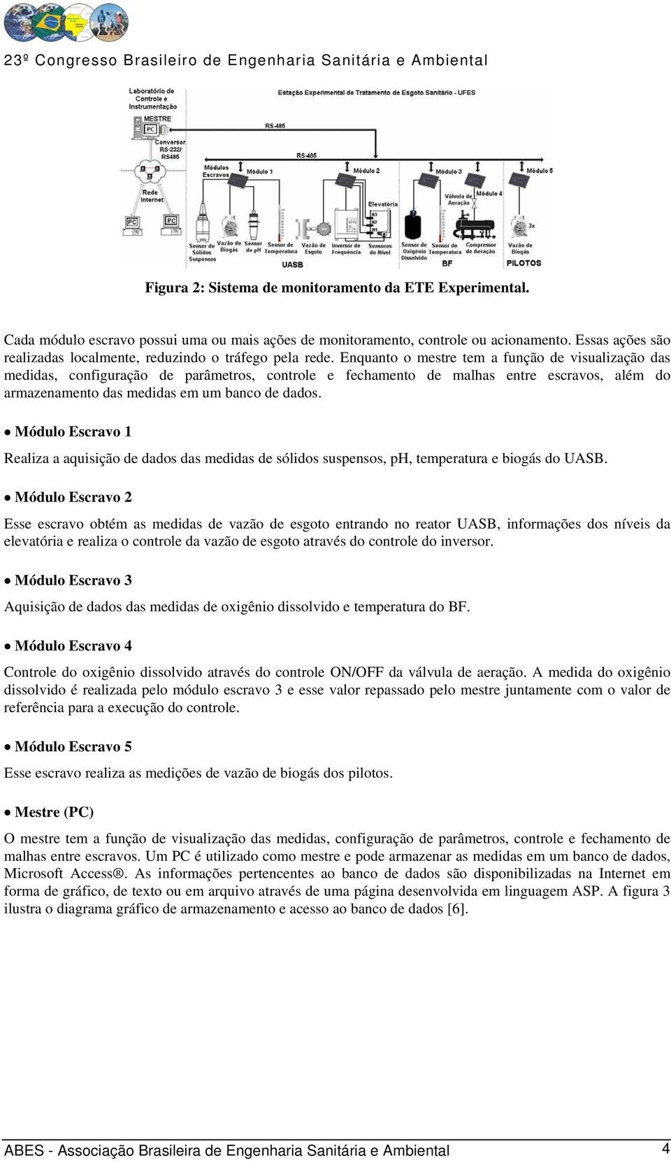 Enquanto o mestre tem a função de visualização das medidas, configuração de parâmetros, controle e fechamento de malhas entre escravos, além do armazenamento das medidas em um banco de dados.