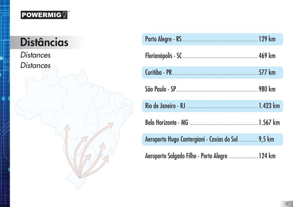 .. 1.423 km Belo Horizonte - MG... 1.567 km Aeroporto Hugo Cantergiani - Caxias do Sul.