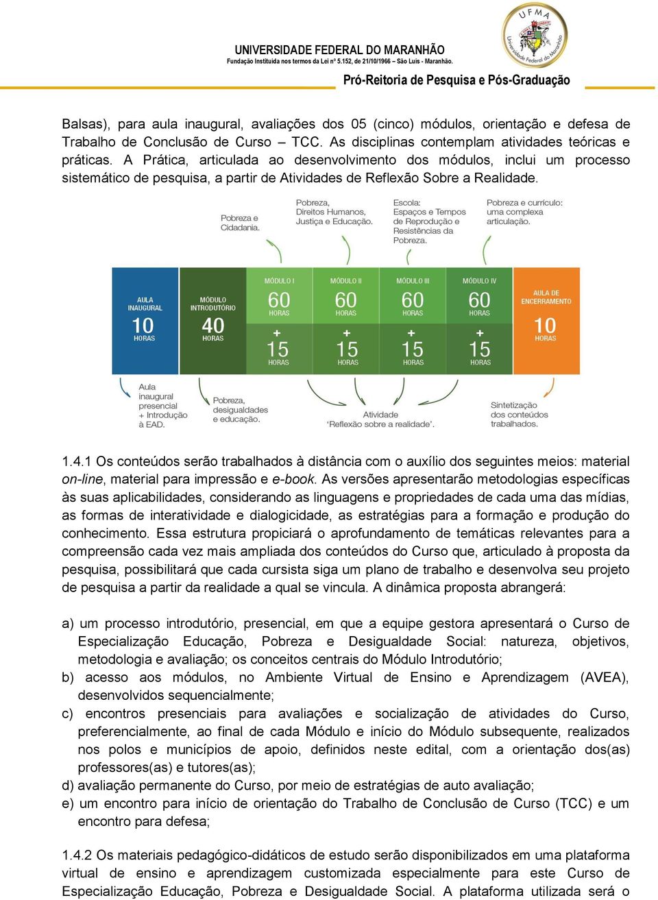 1 Os conteúdos serão trabalhados à distância com o auxílio dos seguintes meios: material on-line, material para impressão e e-book.