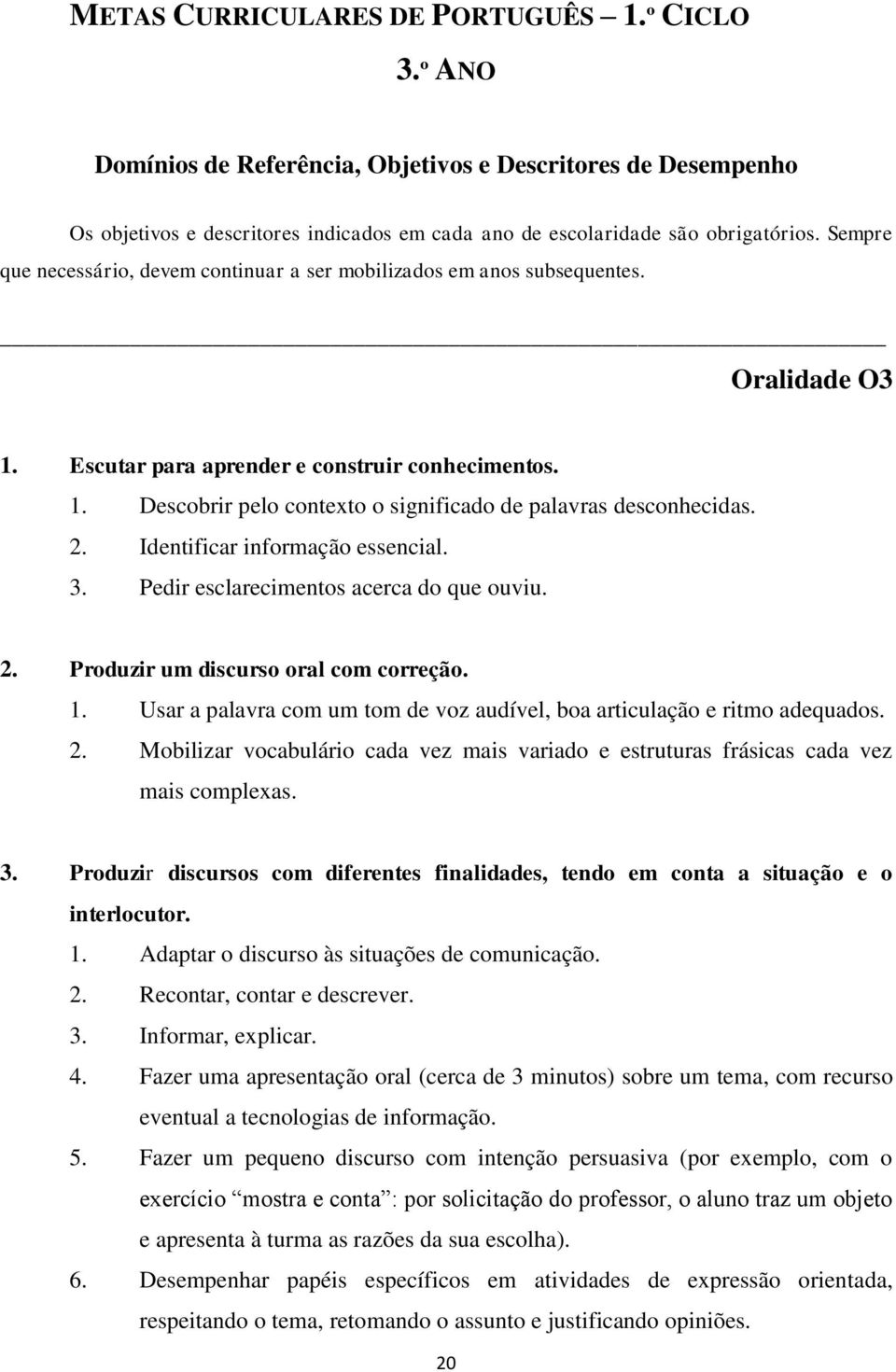 2. Identificar informação essencial. 3. Pedir esclarecimentos acerca do que ouviu. 2. Produzir um discurso oral com correção. 1.