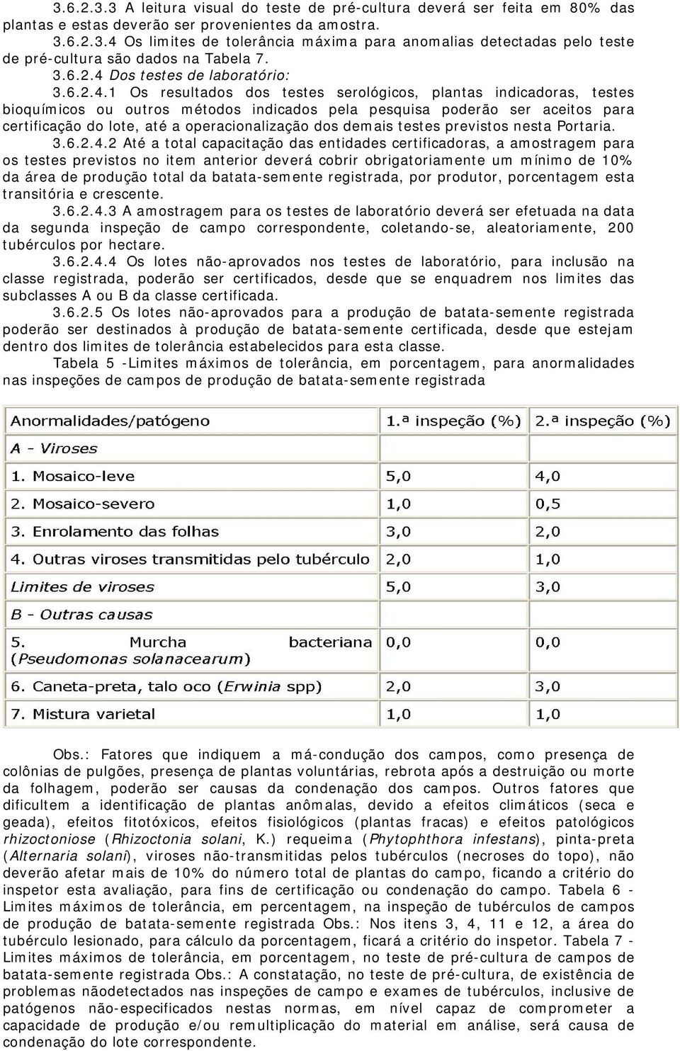 Dos testes de laboratório: 3.6.2.4.