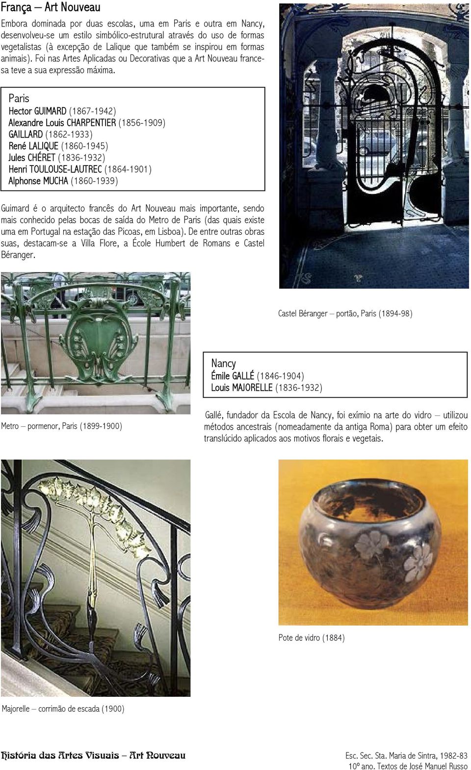 Paris Hector GUIMARD (1867-1942) Alexandre Louis CHARPENTIER (1856-1909) GAILLARD (1862-1933) René LALIQUE (1860-1945) Jules CHÉRET (1836-1932) Henri TOULOUSE-LAUTREC (1864-1901) Alphonse MUCHA