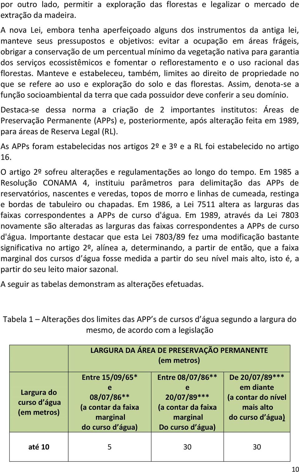 da vegetação nativa para garantia dos serviços ecossistêmicos e fomentar o reflorestamento e o uso racional das florestas.