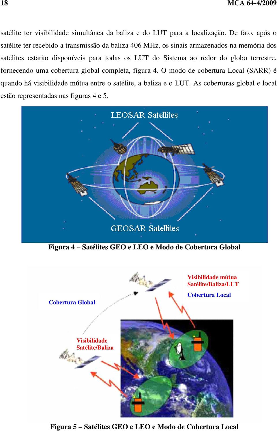 globo terrestre, fornecendo uma cobertura global completa, figura 4. O modo de cobertura Local (SARR) é quando há visibilidade mútua entre o satélite, a baliza e o LUT.