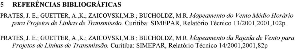 ; BUCHOLDZ, M.R. Mapeamento da Rajada de Vento para Projetos de Linhas de Transmissão.