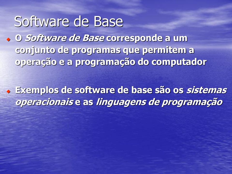 programação do computador Exemplos de software de base