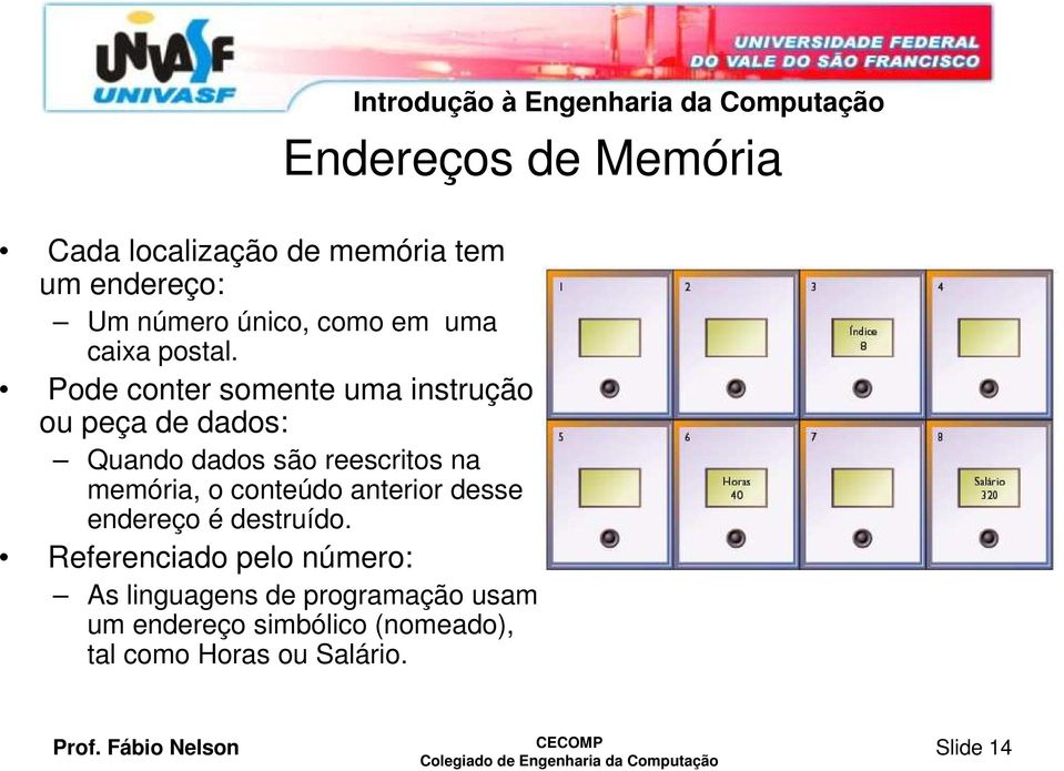 Pode conter somente uma instrução ou peça de dados: Quando dados são reescritos na memória, o