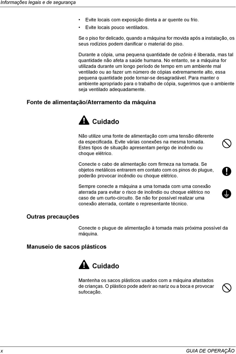 Durante a cópia, uma pequena quantidade de ozônio é liberada, mas tal quantidade não afeta a saúde humana.