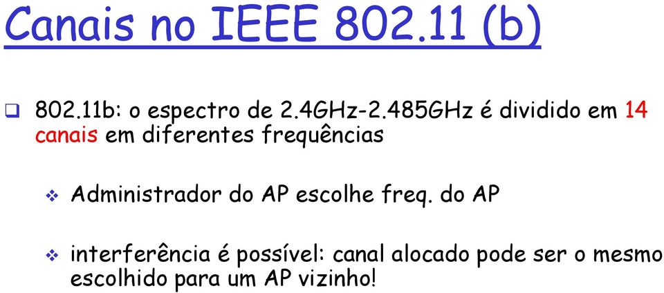 Administrador do AP escolhe freq.