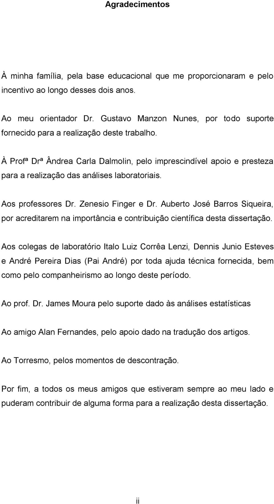 Aos professores Dr. Zenesio Finger e Dr. Auberto José Barros Siqueira, por acreditarem na importância e contribuição científica desta dissertação.