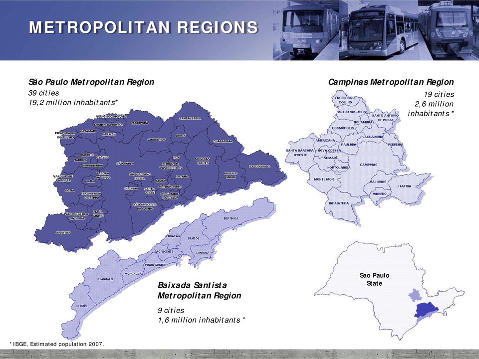 million inhabitants * Baixada Santista Metropolitan Region 9 cities