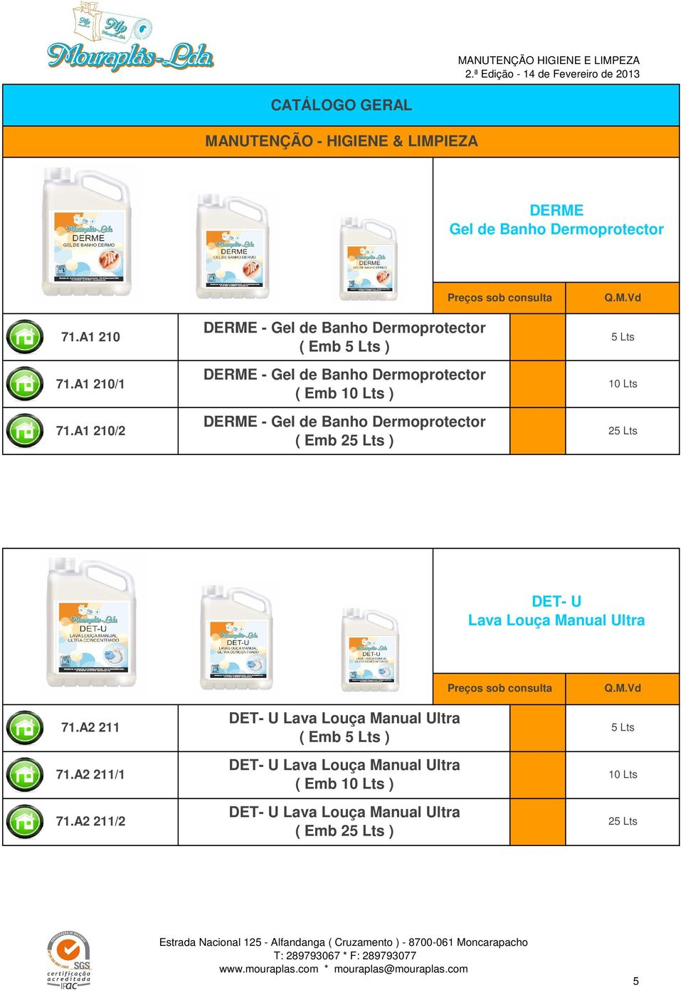 DERME - Gel de Banho Dermoprotector ( Emb 2 ) 2 DET- U Lava Louça Manual Ultra 71.A2 211 71.