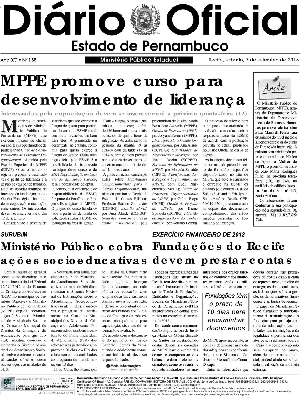 Desenvolvimento de Liderança Organizacional, oferecido pela Escola Superior do MPPE (ESMP).