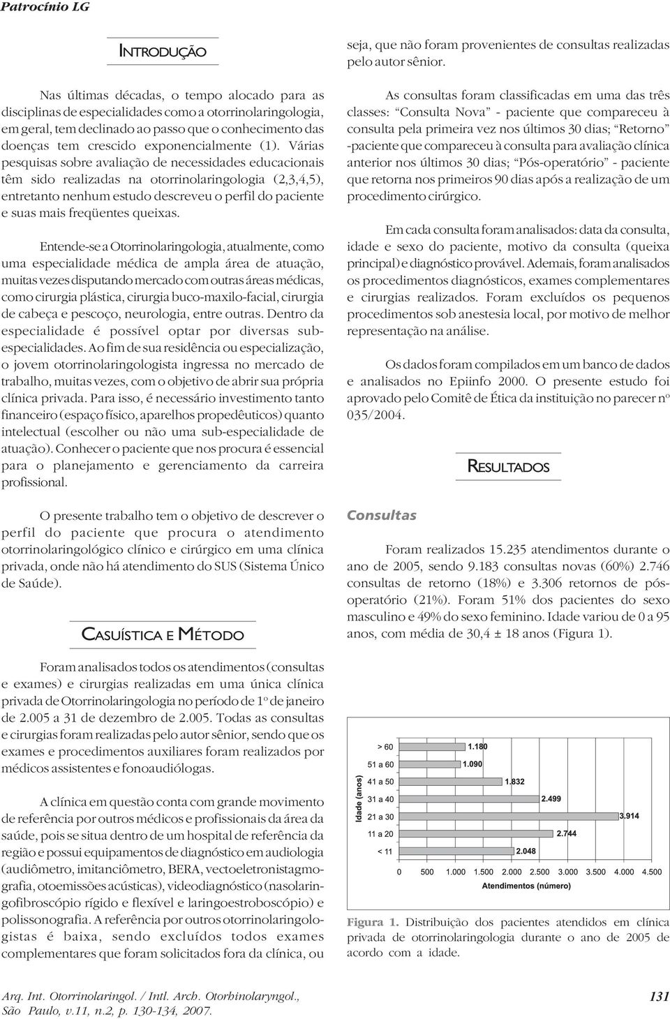 Várias pesquisas sobre avaliação de necessidades educacionais têm sido realizadas na otorrinolaringologia (2,3,4,5), entretanto nenhum estudo descreveu o perfil do paciente e suas mais freqüentes