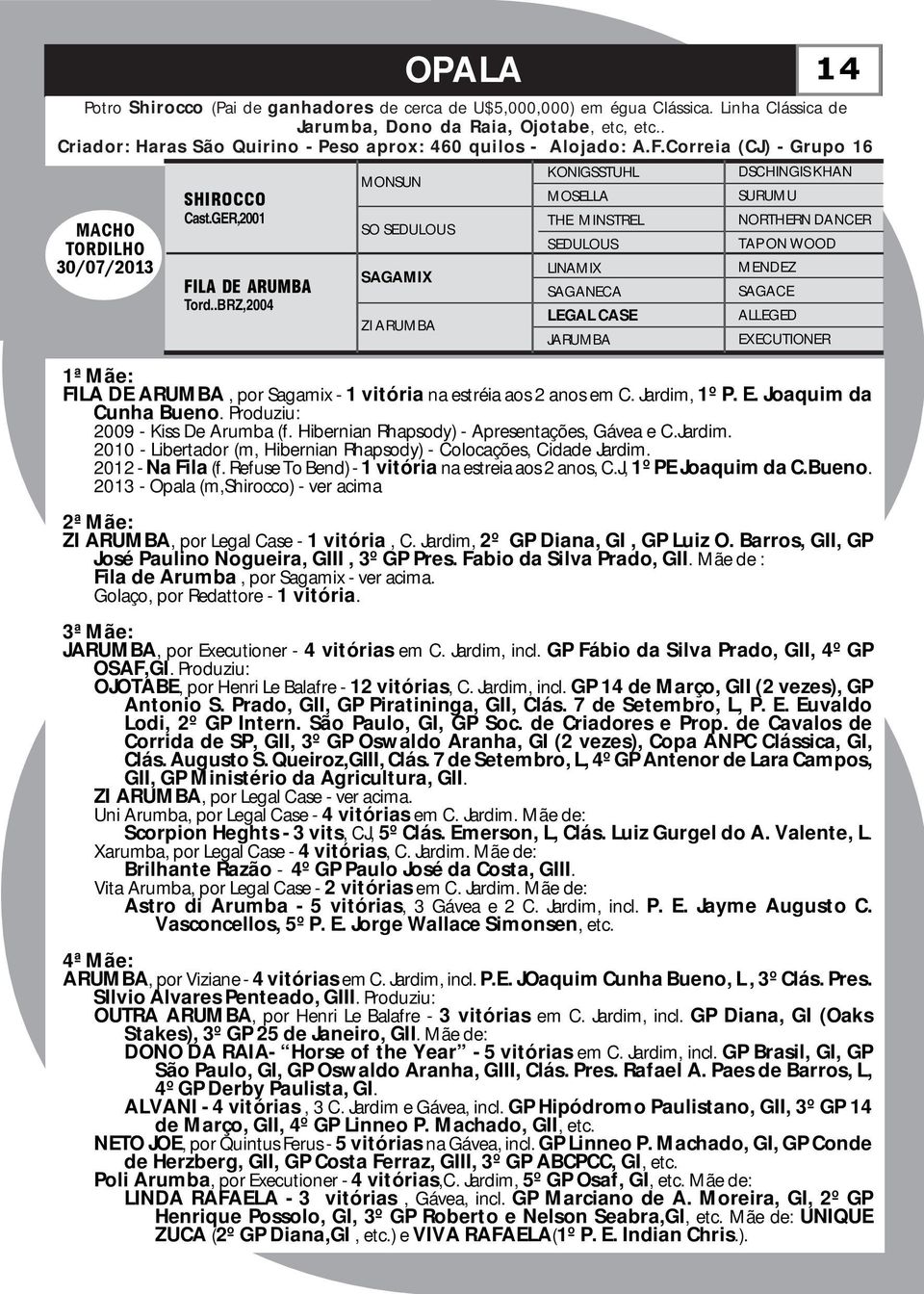 .BRZ,2004 MONSUN SO SEDULOUS SAGAMIX ZI ARUMBA MOSELLA THE MINSTREL SEDULOUS LINAMIX SAGANECA LEGAL CASE JARUMBA SURUMU NORTHERN DANCER TAP ON WOOD MENDEZ SAGACE ALLEGED EXECUTIONER FILA DE ARUMBA,