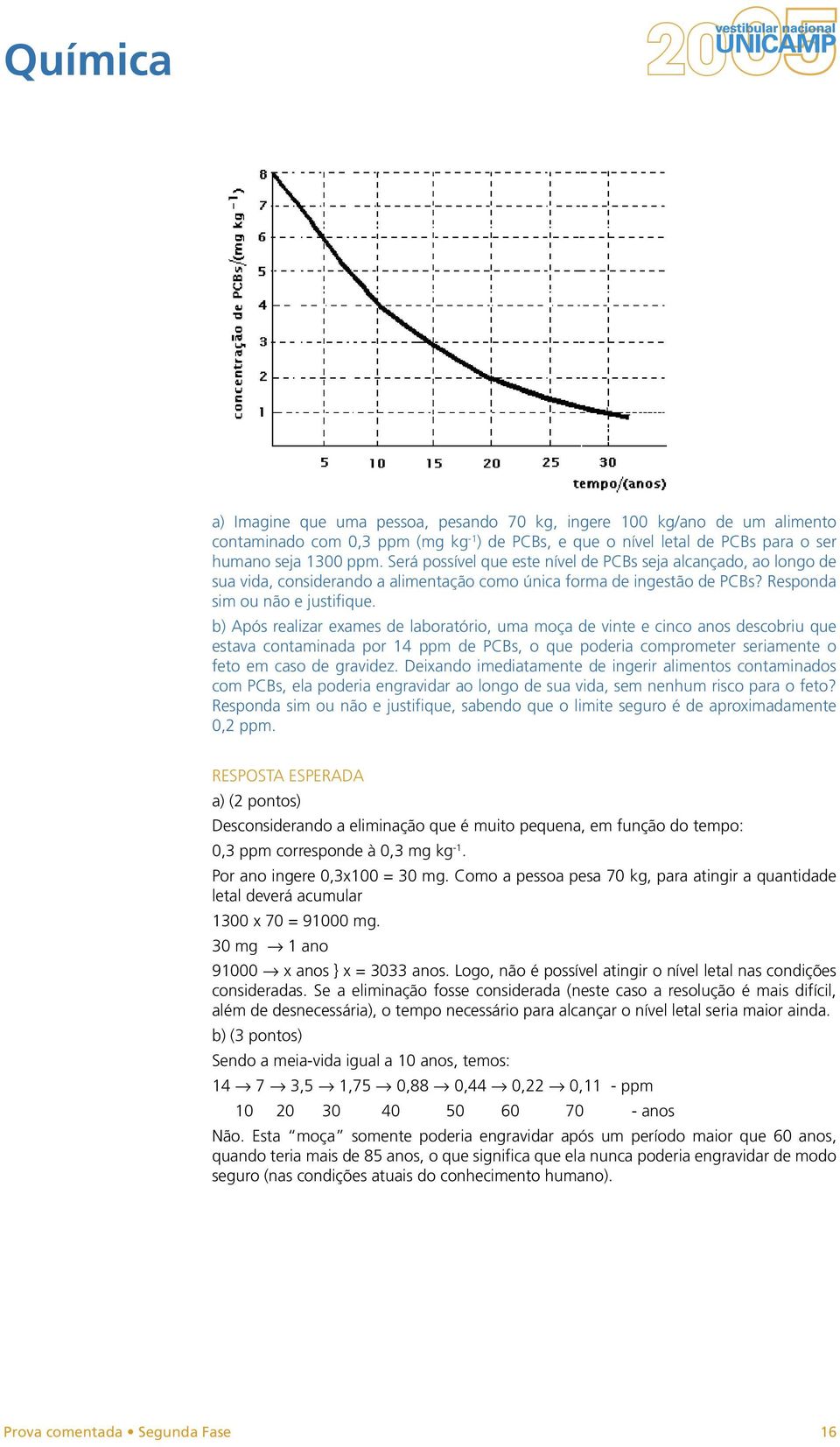 b) Após realizar exames de laboratório, uma moça de vinte e cinco anos descobriu que estava contaminada por 14 ppm de PCBs, o que poderia comprometer seriamente o feto em caso de gravidez.