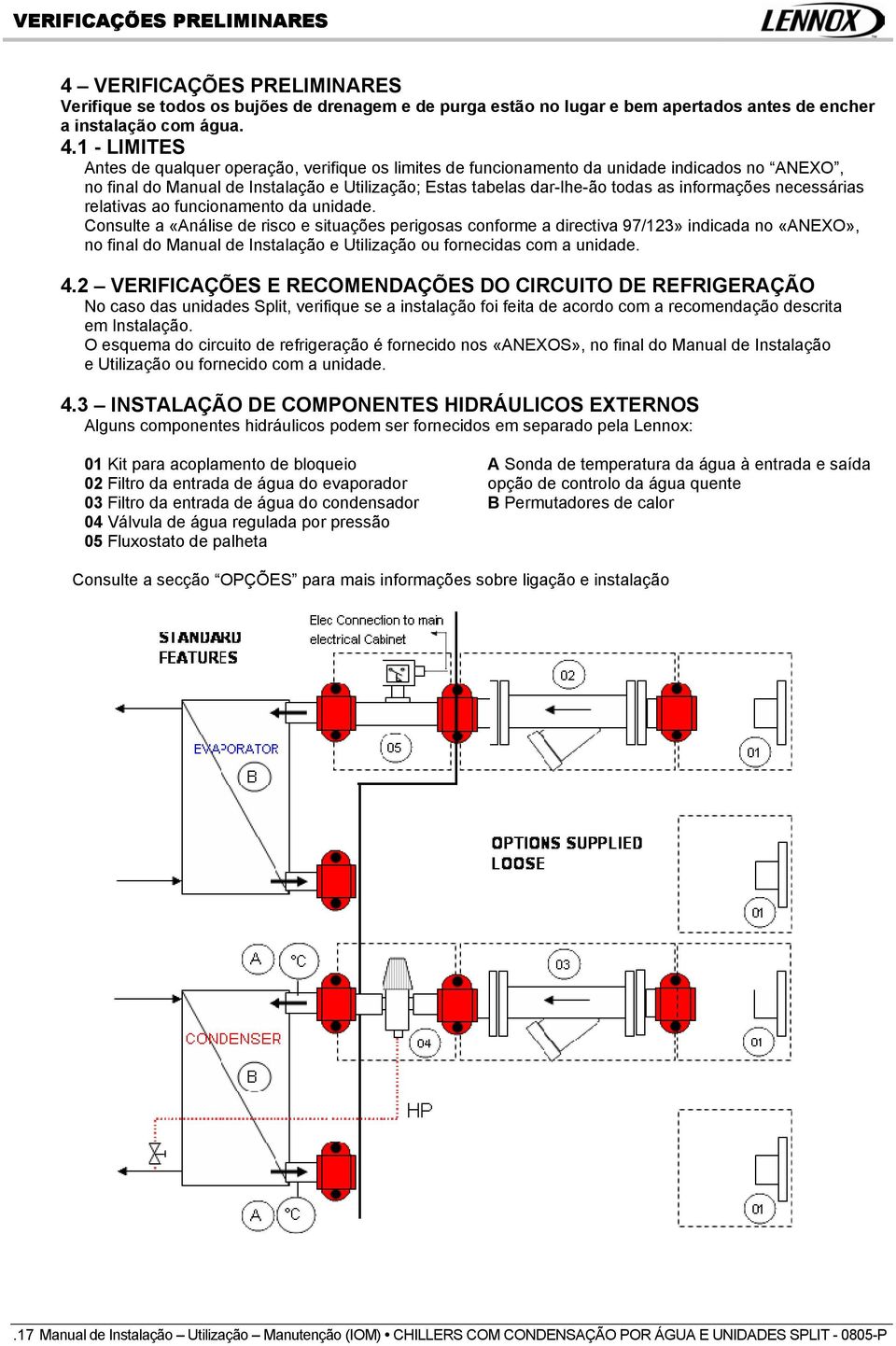 1 - LIMITES Antes de qualquer operação, verifique os limites de funcionamento da unidade indicados no ANEXO, no final do Manual de Instalação e Utilização; Estas tabelas dar-lhe-ão todas as