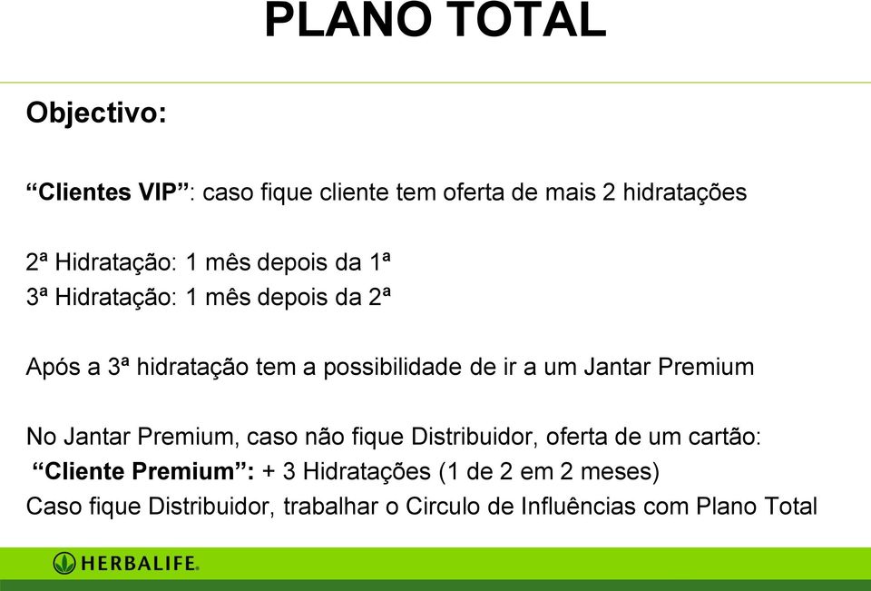 Jantar Premium No Jantar Premium, caso não fique Distribuidor, oferta de um cartão: Cliente Premium : + 3