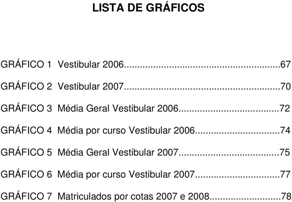 ..72 GRÁFICO 4 Média por curso Vestibular 2006.