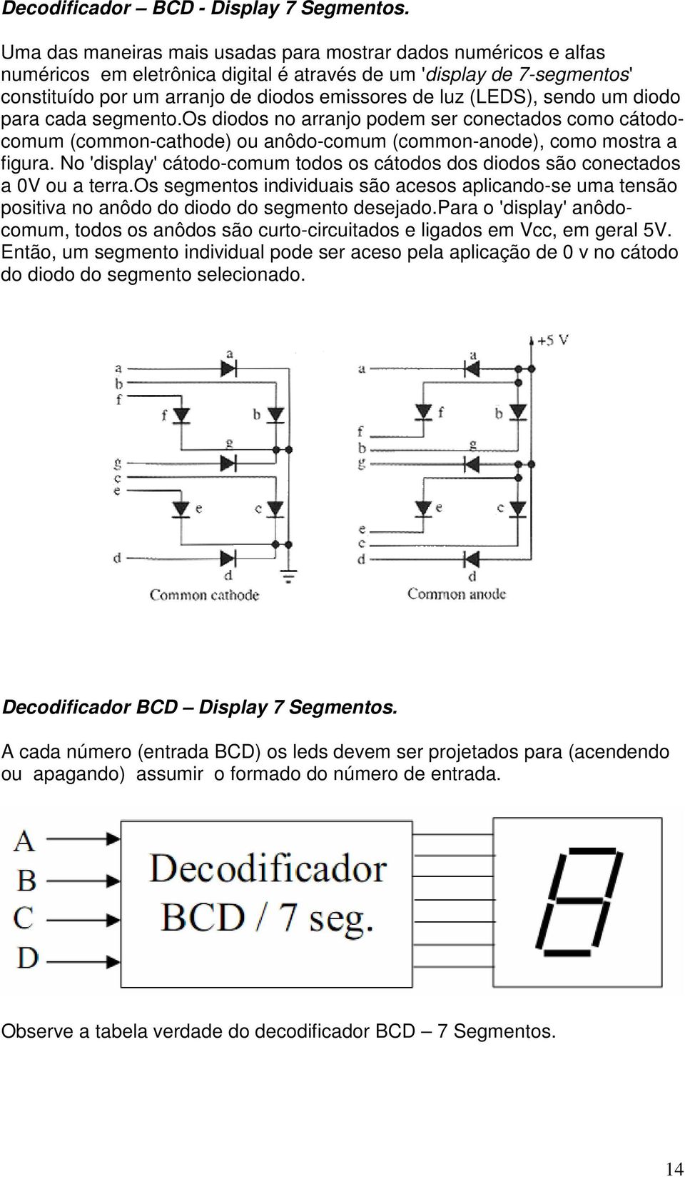 (LEDS), sendo um diodo para cada segmento.os diodos no arranjo podem ser conectados como cátodocomum (common-cathode) ou anôdo-comum (common-anode), como mostra a figura.