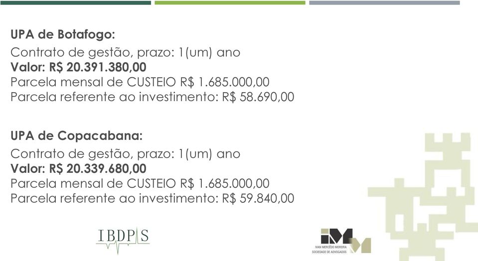 000,00 Parcela referente ao investimento: R$ 58.