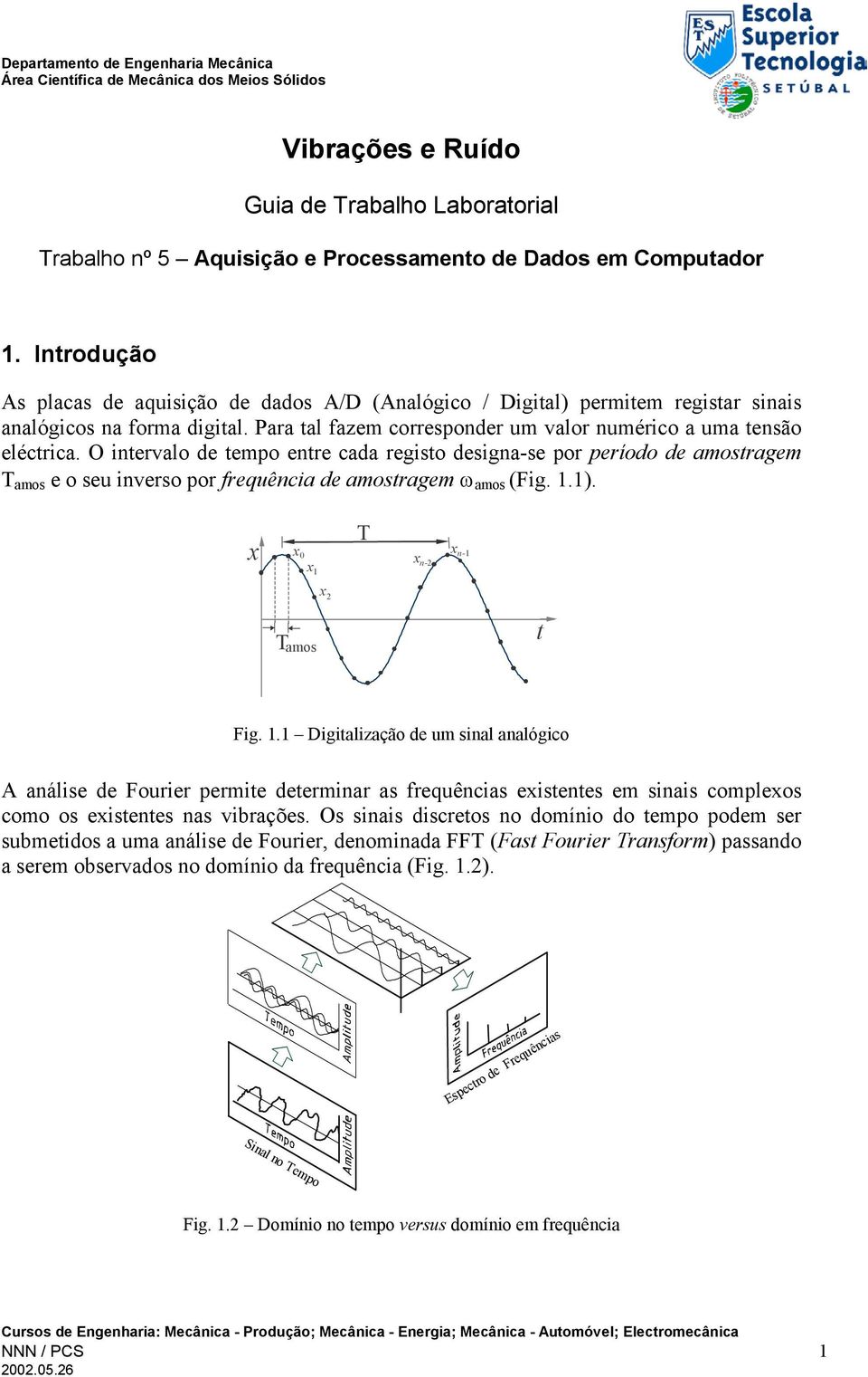 O intervalo de tempo entre cada registo designa-se por período de amostragem T amos e o seu inverso por frequência de amostragem ω amos (Fig. 1.