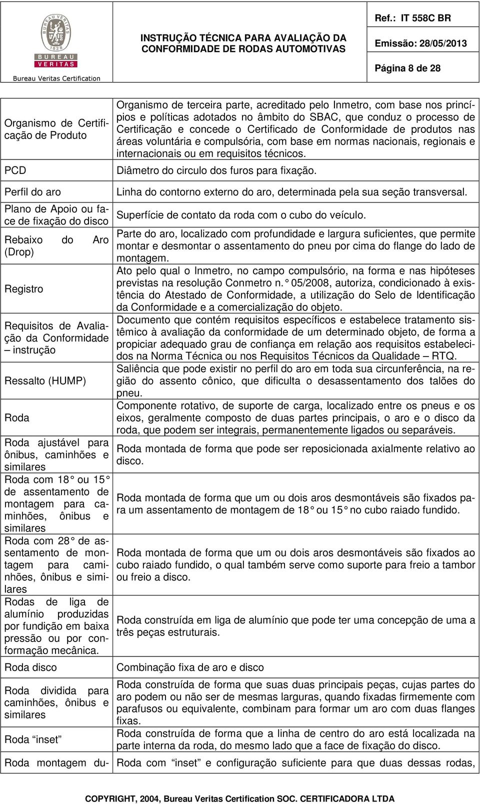 Diâmetro do circulo dos furos para fixação.