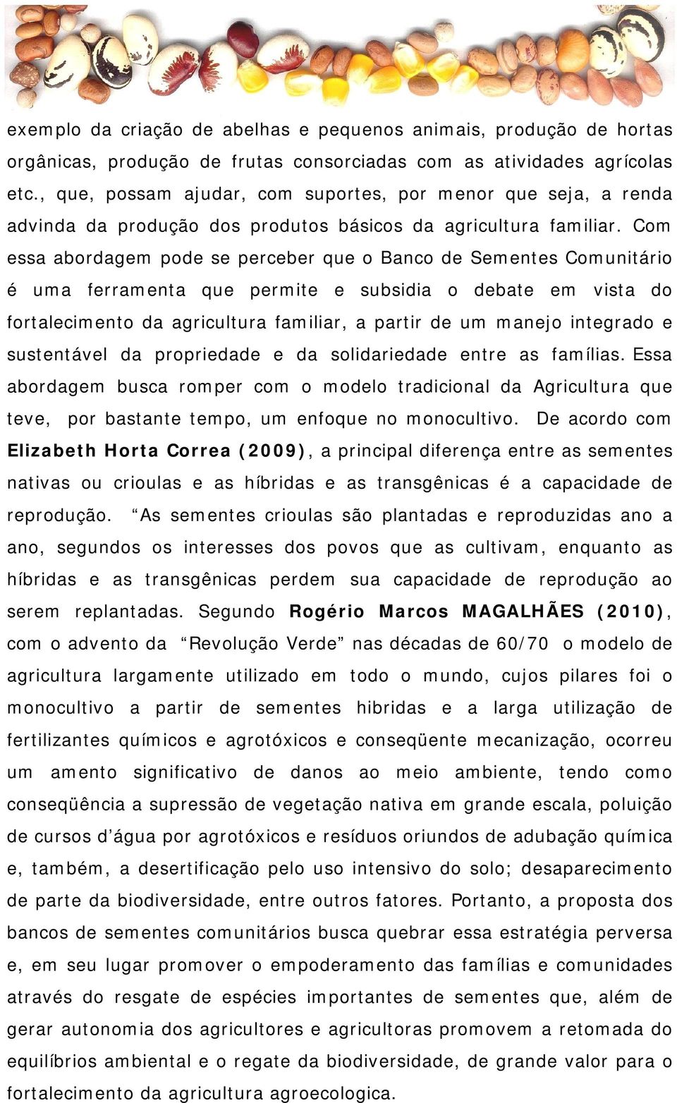 Com essa abordagem pode se perceber que o Banco de Sementes Comunitário é uma ferramenta que permite e subsidia o debate em vista do fortalecimento da agricultura familiar, a partir de um manejo