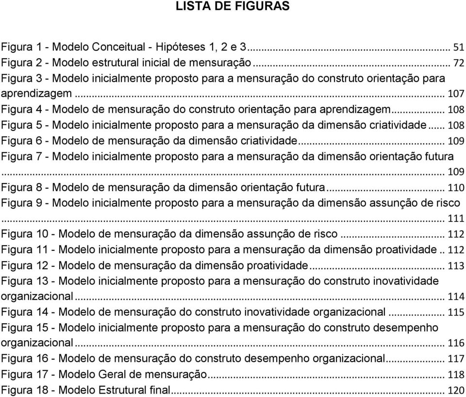 .. 108 Figura 5 - Modelo inicialmente proposto para a mensuração da dimensão criatividade... 108 Figura 6 - Modelo de mensuração da dimensão criatividade.