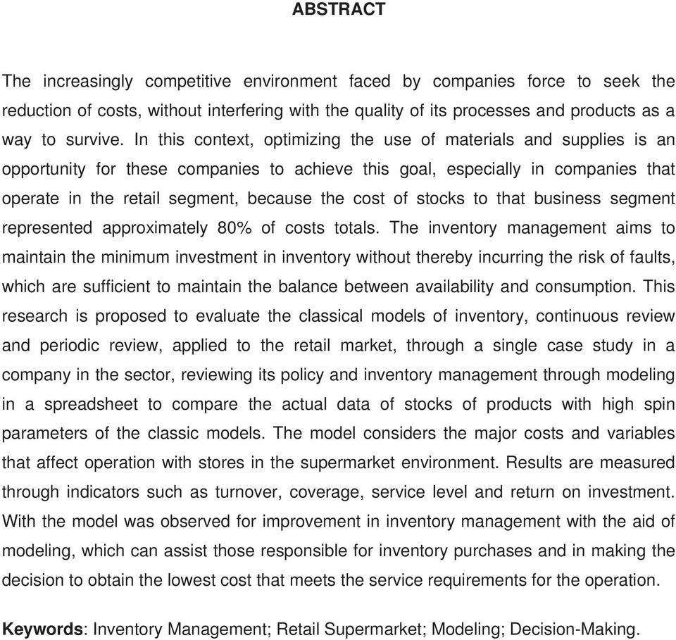 of stocks to that business segment represented approximately 80% of costs totals.