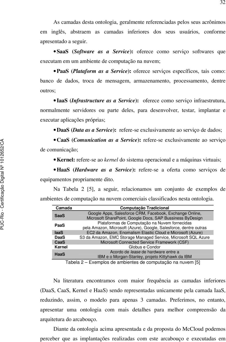 dados, troca de mensagem, armazenamento, processamento, dentre outros; IaaS (Infrastructure as a Service): oferece como serviço infraestrutura, normalmente servidores ou parte deles, para