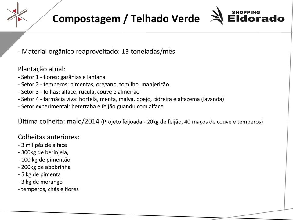 alfazema (lavanda) - Setor experimental: beterraba e feijão guandu com alface Última colheita: maio/2014 (Projeto feijoada - 20kg de feijão, 40 maços de couve e