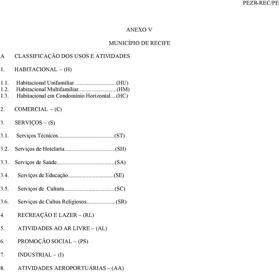 ..(ST) 3.2. Serviços de Hotelaria...(SH) 3.3. Serviços de Saúde...(SA) 3.4. Serviços de Educação...(SE) 3.5. Serviços de Cultura...(SC) 3.6.