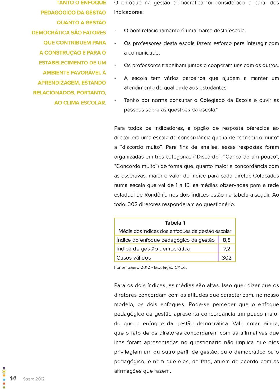 Os professores desta escola fazem esforço para interagir com a comunidade. Os professores trabalham juntos e cooperam uns com os outros.